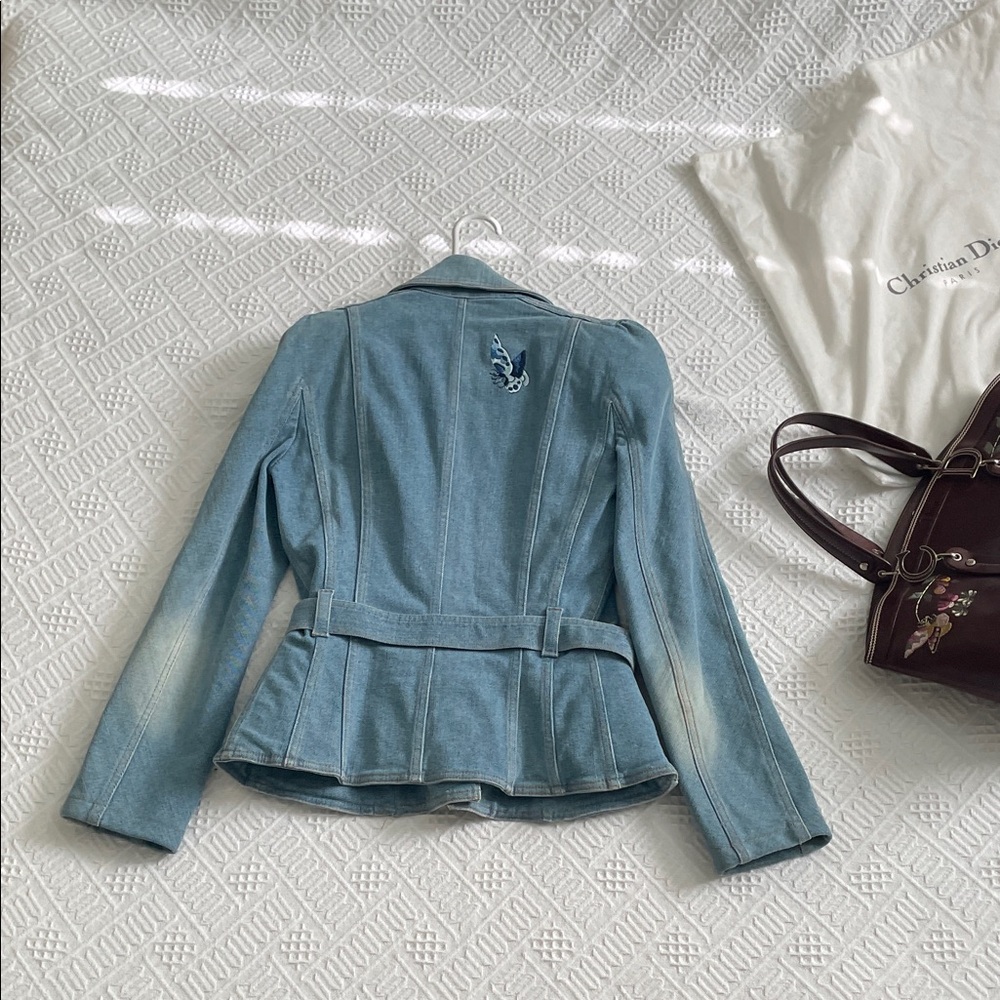CHRISTIAN DIOR Embroidered flower butterfly Denim Jacket - Picture 15 of 17